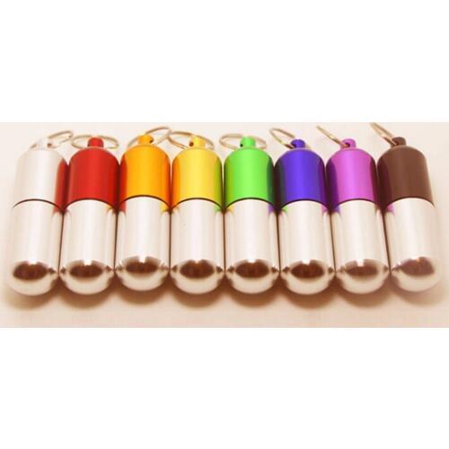 Pill Cases For Outdoor Travel Delicate Aluminum Waterproof Medicine Box Drug Capsule Cartridge Pillcase Keychain 4.5CM