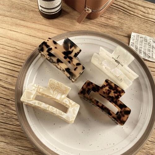 Korean Geometric Acetate Hair Claws Size Square Hair Crabs Clip Leopard Grain Hair Clamps For Women Fashion Hair Accessories