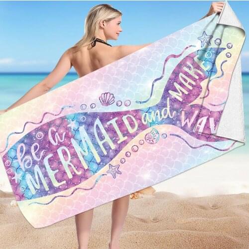 Microfiber summer bath towels Mermaid beach towel creative printing sunscreen shawl quick-drying towel