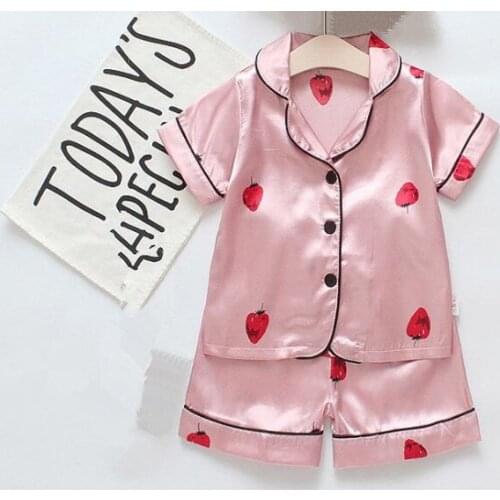 Baby boy girl Summer Thin Pajama Suit Children Silk Cotton Childrens Suit Short-sleeved Home Wear Girls Sleepwear Kids Baby