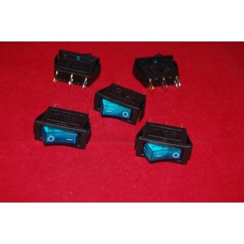 Lot of 5 Pcs Rectangle Blue Light Illuminated 2 Position Rocker Switch 3 Pin 24V AC/DC Boat switch KCD3