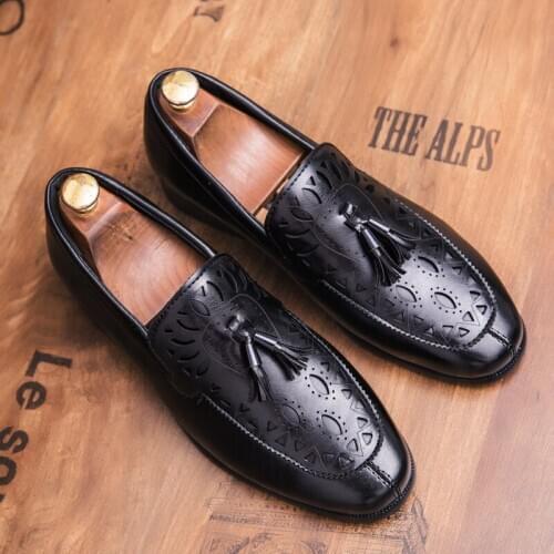 2019new Spring and autumn men shoes leather male comfortable oxford shoes luxury brogues mens classic Business tassel shoes