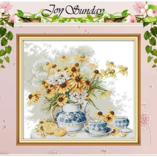 Daisies And Porcelain Counted Cross Stitch 11CT 14CT Cross Stitch Set Wholesale DIY Cross-stitch Kit Embroidery Needlework