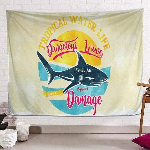 TROPICAL WATER LIFE Banners Flags Wall Hanging Vintage Shark Movie Poster Canvas Painting Wall Art Tapestry Bar Cafe Home Decor