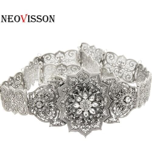 NEOVISSON Customize Women Metal Waist Belt Caucasus Traditional Wedding Body Jewelry 5color Algeria Caftan Waist Chain Wholesale