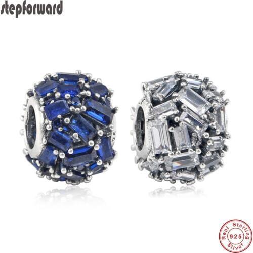 New Arrival Good Quality Best Gift Jewelry 925 Sterling Silver Blue And White Chiselled Elegance Charm Fit Bracelet