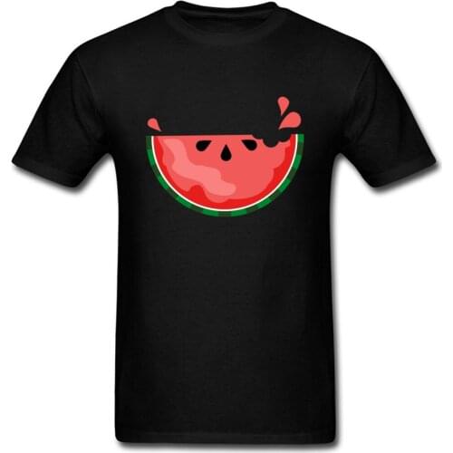 New Arrival Watermelon Print Men T-shirt Novelty Thanksgiving Day Gift Tee Shirts Cartoon Design Casual Black Tops