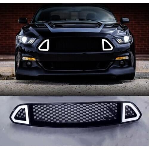 Fits For Ford Mustang 2015 2016 2017 High Quality Auto Parts Front Upper LED Grille Black