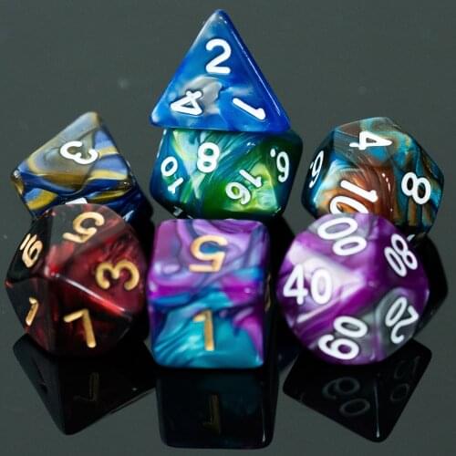 Poludie 7Pcs/Set DND Dice Set Polyhedral Dice 6 Colors Available D4 D6 D8 D10 D% D12 D20 for Role playing Board Game RPG MTG D&D