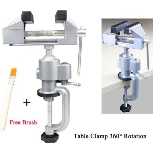 Portable 360° Table Swivel Vise Woodworking Universal Mini Clamp-on Table Bench Vise Rotating Drill Stand Hobby Use DIY