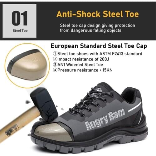 Dropshipping Work Boots Men Steel Toe Cap Safety Shoes Men Construction Work Shoes Puncture-Proof Protective Shoes Industrial