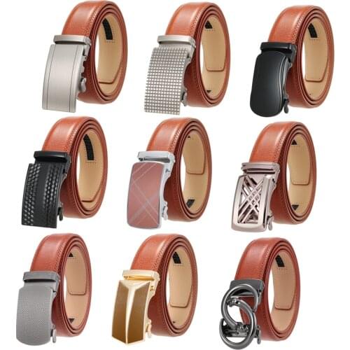 Red Brown Automatic Belt For Men Genuine Leather Mens Belts Luxury Designer High Quality Man Belt Casual Ceinture Homme B601