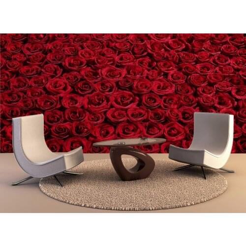 Custom Size 3D Photo Mural Hot Rose Removable Wall Papers Self-adhesive Vinyl Wall Sticker Art Home Decor Mural
