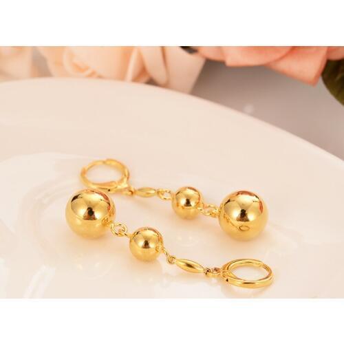 Bangrui Beads drop Earrings for Women/Girls Gold Color Ball Earing Jewelry Gifts African,Indonesia,Nigeria,Congo,Arab Earring