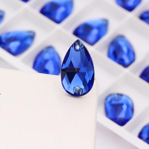 Blue Monana Shining Flatback K9 Crystal Rhinestones Sew Stone for Craft Sweater Clothing Button Decoration Wedding Dress Beads