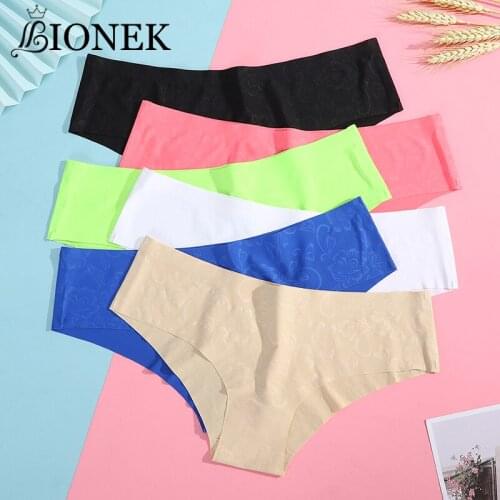 BIONEK Womens Panties Sexy Cotton Panty Home Comfort Briefs Pattern Seamless Underwear Breathable Female Lingerie Mid Waist