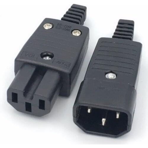 Universal Black 10A 250V electrical AC power cord adaptor IEC320 C14 C15 battery-free welding plug socket convertor WD-09 WD-10