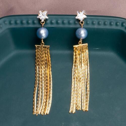 Sinya copper tassel earring with healthy high luster plated for women Ladies Mother