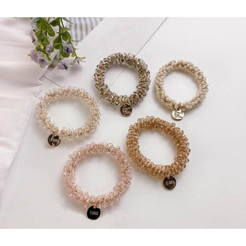 Women Crystal Hair Ties Pearl Elastic Hairband Girls Scrunchies Rubber Band Hair Accessories Headwear Ornament Hair Accessories