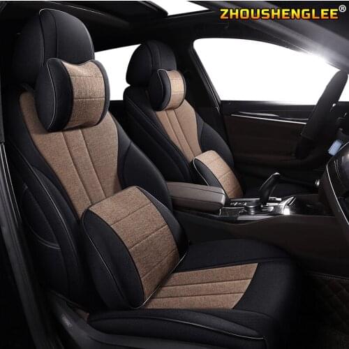 ZHOUSHENGLEE Custom FLAX car seat covers set For PEUGEOT 206 207 301 307 408 308 308s 508 3008 2008 4008 5008 407 607 car seats
