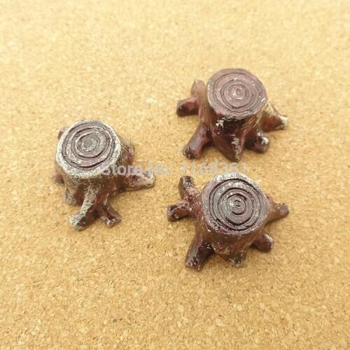 1pcs/lot resin solid dark brown tree stump cartoon 21mm fairy garden gnome moss terrarium decor crafts bonsai home DIY A036-1