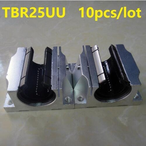 10pcs/lot TBR25UU Linear Ball Bearings Linear case Slide Unit Support Block open type CNC router TBR25 UU