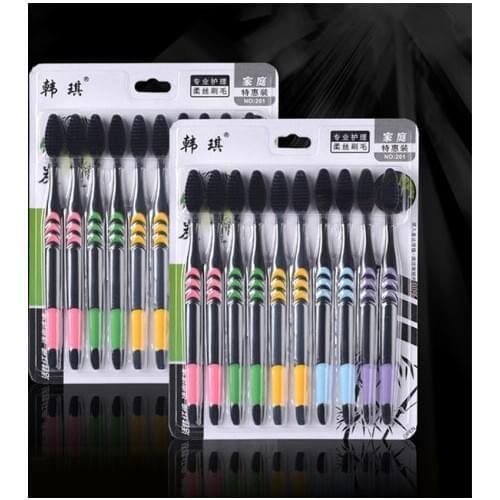 10 Pcs Fine soft bristles Family Toothbrush Kit Ultra Soft Toothbrush Bamboo Charcoal Nano Dental Oral Care Brush Tooth Brushes