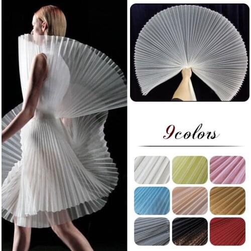 100x150cm White/Blue/Red/Pink Pleated Gauze Hard Mesh Fabric/Fashion Gauze Modelling DIY Materials/Designer Clothes Fabric