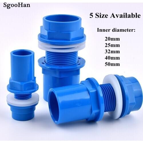 2~20pcs Blue I.D 20~50mm PVC Aquarium Butt Fish Tank Pipe Drainage Connector Thicken UPVC Pipe Drain Adapter Inlet Outlet Joints