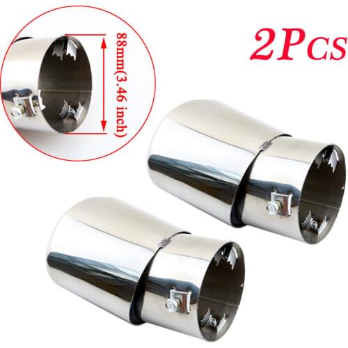 2pcs Stainless Muffler Pipe 3.5" 88mm Inlet Tail Tip Car Exhaust Rear Tip Pipe Cover Trim For Auto Truck Accessories