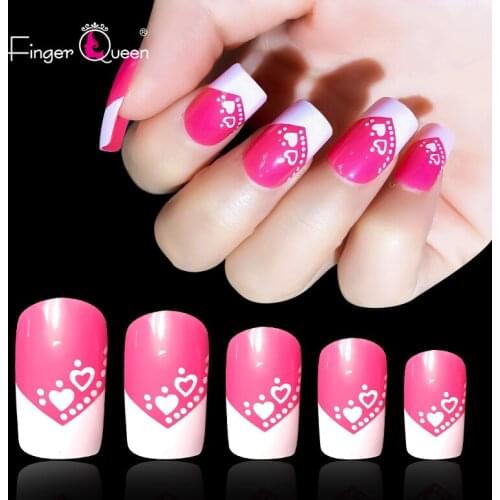 24pcs Box Nail Supplies For Professionals Stickers With Inscriptions Man-Made Designed Purple Semi-Permanent Major French Love