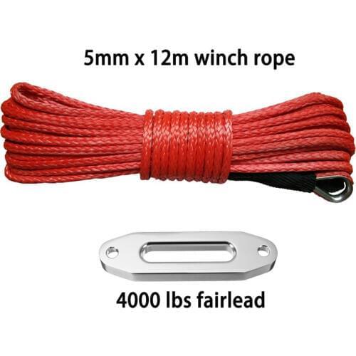 5mm * 12m + 4000lbs fairlead synthetic winch line rope with sheath and thimble for 4x4 4wd atv utv off-road