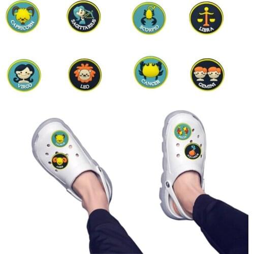 50pcs Zodiac Shoe Charms Twelve Constellation Virgo Scorpio Cancer Aries Taurus Gemini Aries Clog Accessories Shoe Decorations