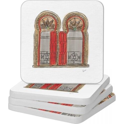 Beirut Windows Red Diatomite Square Round Coaster Water Absorption Cup Bonsai Mat Soap Toothbrush Pad Wholesale Diameter 10cm