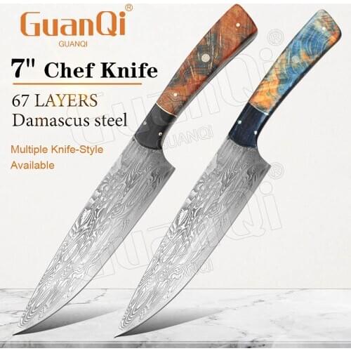 Damascus Chef Knife Professional 7" Damascus Steel Chef Knife 67 Layers Japanese Damascus Steel Kitchen Chef Knives Knife Sharp