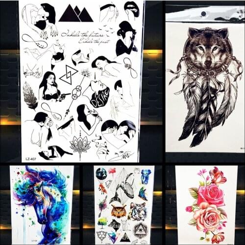 Hot Old School Sexy Make Love Temporary Tattoo Sticker Waterproof Smoke Neked Women Body Art Fake Arm Leg Tattoo Stickers PLZ407