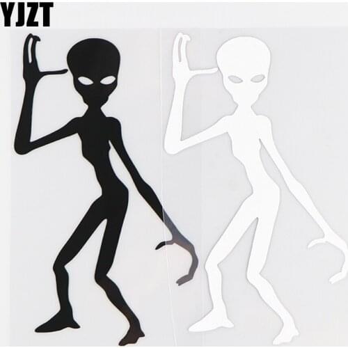 YJZT 8.5X14.5CM Personality Car Sticker Alien Ufo Funny Vinyl Decals Car Window Decor Black / Silver 10A-0273