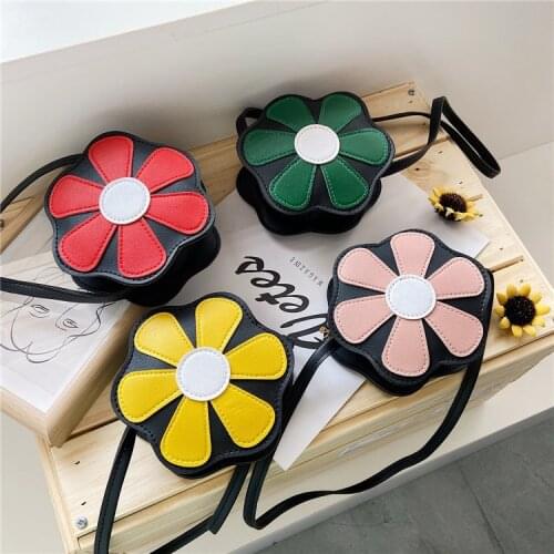 Lovely Little Girls Flower Zipper Coin Purse PU Leather Cute Childrens Mini Shoulder Crossbody Bags Baby Kids Boys Small Wallet