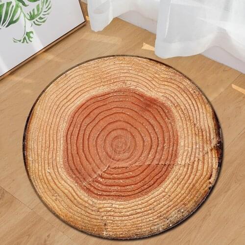 3D Wood Round Mat Carpet for Childrens Room Soft Flannel Carpets for Living Room Home Sofa Bedroom Area Rugs Flannel Anti-slip