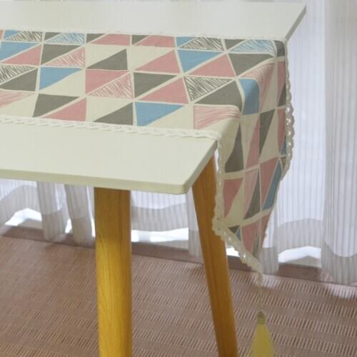 Lace Tassel Table Runner Printed Mix color Geometry Linen Cotton Home Table Runners Xmas Birthday Party Decor Hotel Supplies