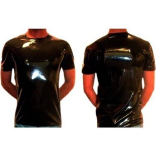 Handmade Blakc Latex T Shirts For Men Fetish Exotic Vests Tops Plus Size Customize