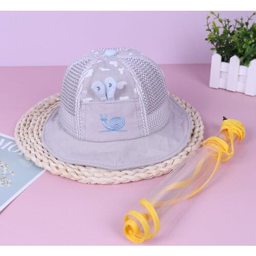 Baby Summer Bucket Hat Children Boys Girls Breathable Mesh Cap Outdoor Beach Fisherman Sunscreen Hat With Windproof Rope