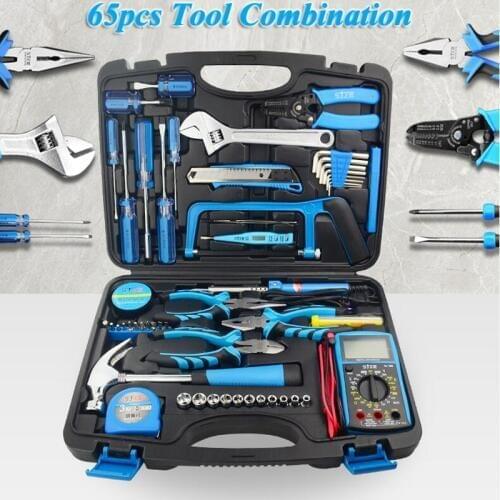 Household Tool Set Manual Hardware Tools Electrician Repair Kit Hammer Saw multimeter Wire Stripper Knife Screwdriver Wrench