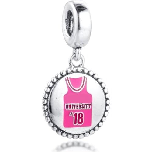 Genuine 925 Sterling Silver University'18 Charm Beads Fit Pandora Bracelets Fashion Charms Beads Women Jewelry DIY Making Kralen