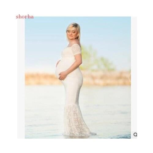 New Maternity Photography Props Gown Lace Maternity Gown Pregnant Fancy Photo Shooting See Through Long Pregnant Women Dresses