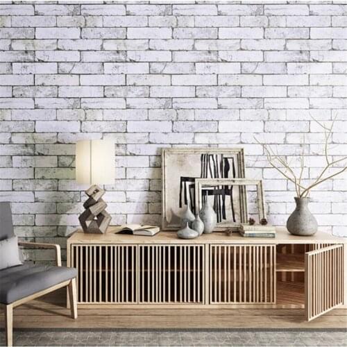 Retro white brick pattern wallpaper living room bedroom background homestay net red restaurant hotel milk tea shop brick обои