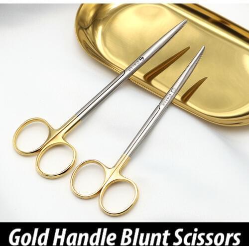 Ophthalmic stainless steel gold handle surgical scissors cosmetic plastic surgery instrument double eyelid tool 12.5/14.16cm