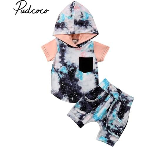 Pudcoco 2018 New 2Pcs Kids Baby Girl Boy Clothes Sets Cute Hoodie Patchwork Tops T-shirt + Short Pants Outfit Set 6M-4T
