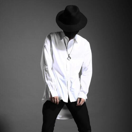 S-6xl Long-sleeved Shirt Men Spring New Loose Casual Personality Korean Version Of The Long Shirt Singer Tide Brand