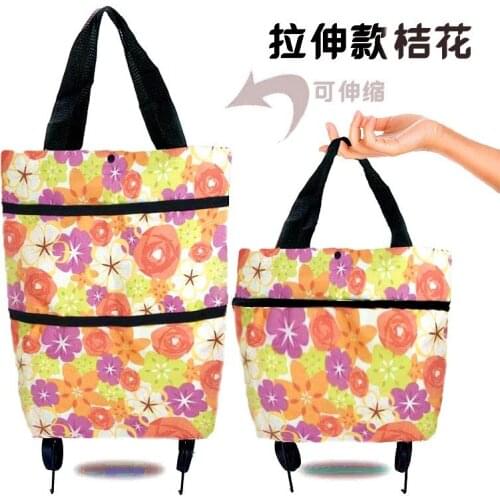 Folding Shopping Pull Cart Trolley Bag With Wheels Foldable Shopping Bags Reusable Grocery Bags Food Organizer Vegetables Bag